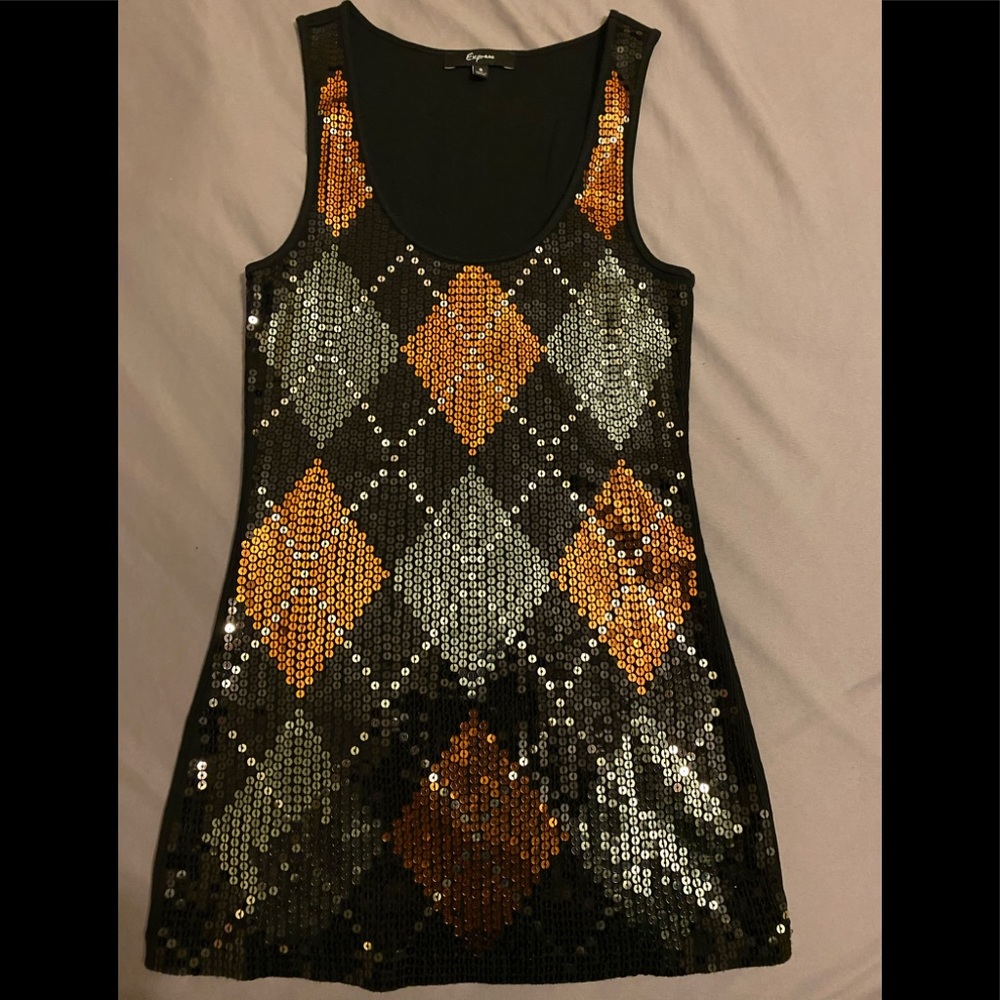 Express Sequin Argyle Pattern Top - image 1